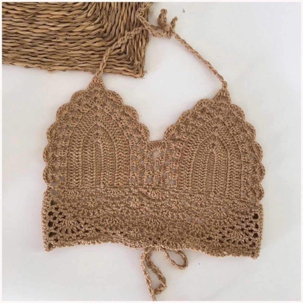 Beige Crochet Crop Top - Picture 3 of 3
